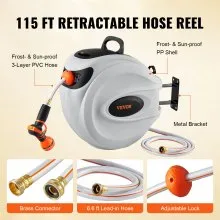 VEVOR Retractable Hose Reel Water Hose Reel 115'x1/2" 180° Swivel Wall-Mounted