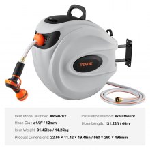 VEVOR Retractable Garden Hose Reel 1/2 Inch x 131.23 ft Wall Mounted Hose Reel
