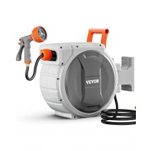 VEVOR Retractable Garden Hose Reel, 1/2 Inch x 84 ft Wall Mounted Heavy Duty Garden Hose Reel with 9 Patterns Nozzle, Any Length Lock, Upgraded Slow Return System and 180°Swivel Bracket