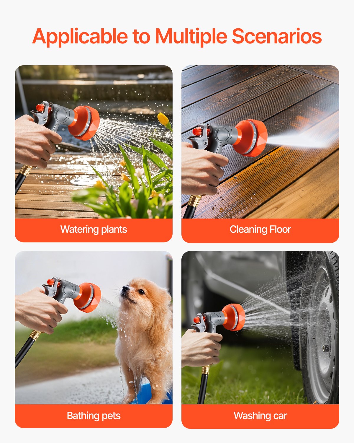 VEVOR Retractable Garden Hose Reel, 1/2 Inch x 65 ft Wall Mounted Hose Reel, Heavy Duty Garden Hose Reel with 9 Patterns Nozzle, Any Length Lock, Upgraded Slow Return System and 180°Swivel Bracket
