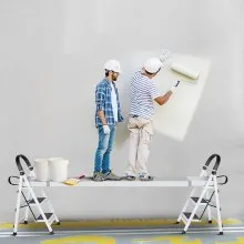 VEVOR Telescoping Aluminum Work Plank, 6-9 Feet 500lbs Capacity, 12.5 inch Width Aluminum Scaffold Plank,Extension Staging Plank with Skid-Proof Platform Scaffold Ladder Accessory