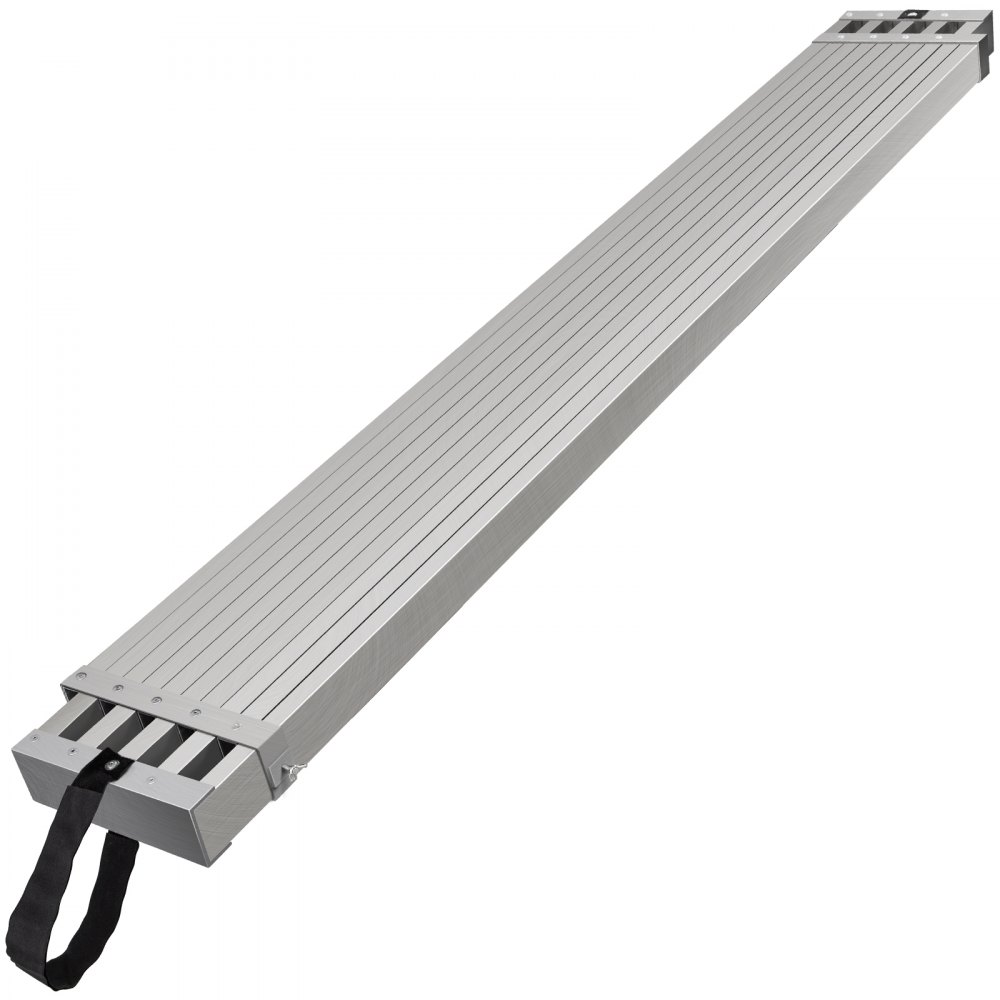 VEVOR telescoping work plank with aluminum surface and black carrying handle, extended view.