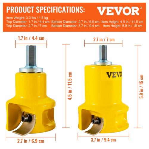 VEVOR Tenon Cutter, 1\"/25.4mm & 2\"/50.8mm Diameter, with Dual Curved Blades & Button Screws Home Master Kit, Premium Aluminum & Steel Log Furniture Cutter, Commercial Beginner’s Tool for Home DIY