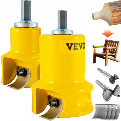 VEVOR Tenon Cutter, 1"/25.4mm & 2"/50.8mm Diameter, with Dual Curved Blades & Button Screws Home Master Kit, Premium Aluminum & Steel Log Furniture Cutter, Commercial Beginner’s Tool for Home DIY