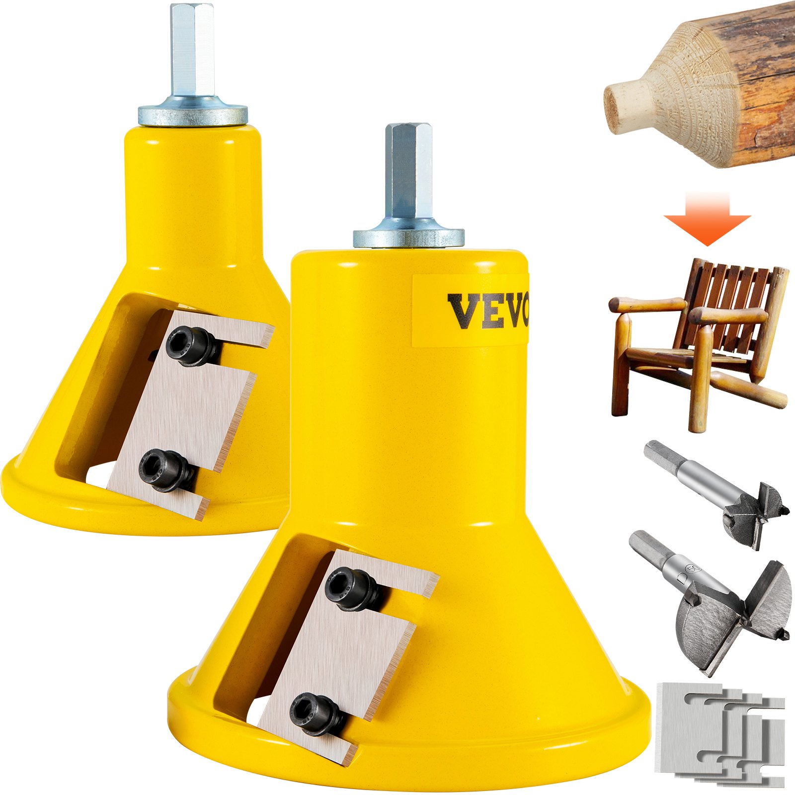 Coupe-tenon, 1\"/25,4 mm et 2\"/50,8 mm de diamètre, avec deux lames droites et vis à bouton Kit maître domestique, coupe-meubles en aluminium et en acier de qualité supérieure, outil commercial