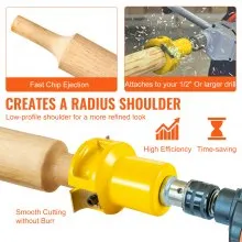VEVOR Tenon Cutter, 1.5" / 38 mm Diameter, Premium Aluminum & Steel Log Furniture Cutter, with Dual Curved Blades & Button Screws Home Master Kit, Commercial Woodworking Tool for Home Beginner DIY