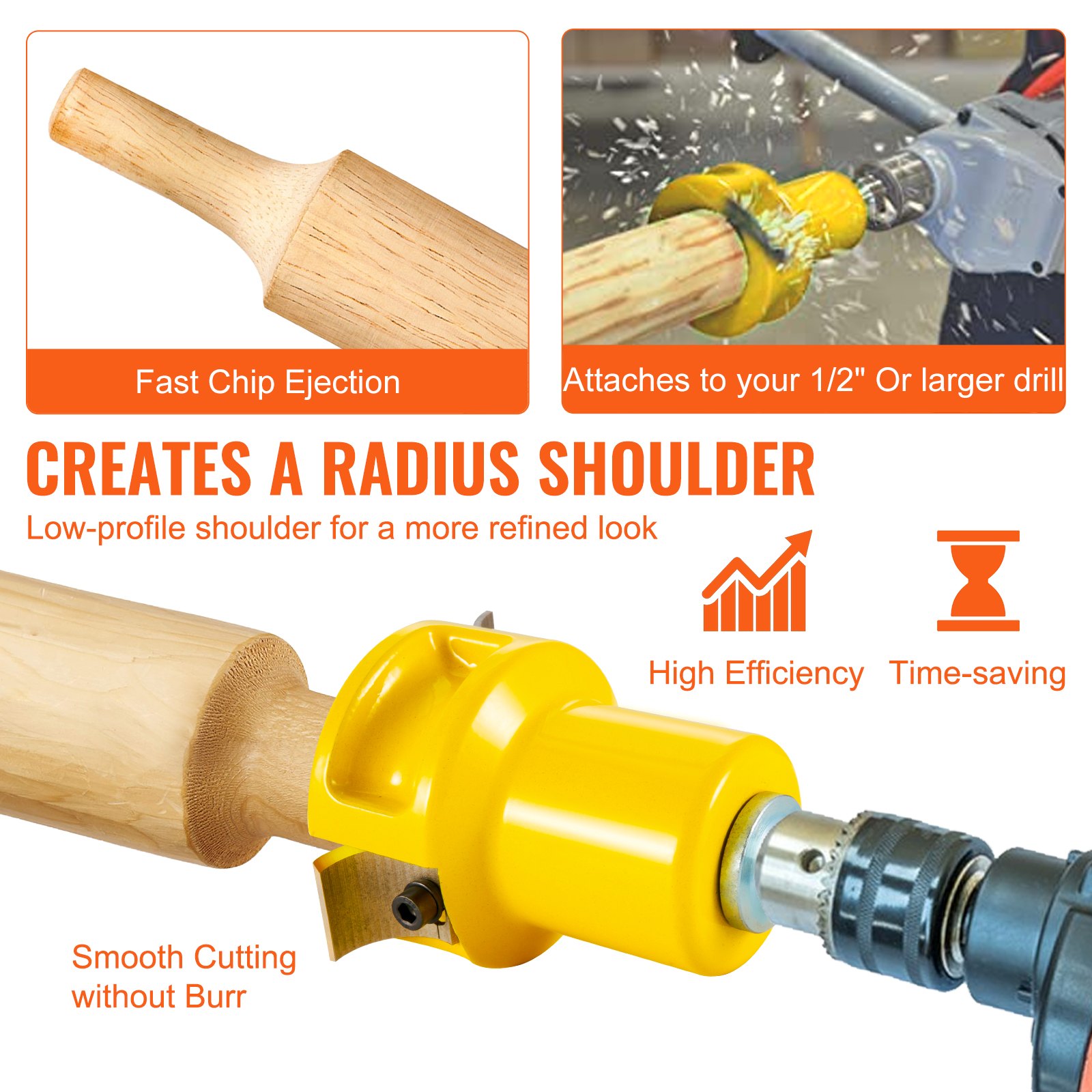 VEVOR Tenon Cutter, 1.5" / 38 mm Diameter, Premium Aluminum & Steel Log Furniture Cutter, with Dual Curved Blades & Button Screws Home Master Kit, Commercial Woodworking Tool for Home Beginner DIY