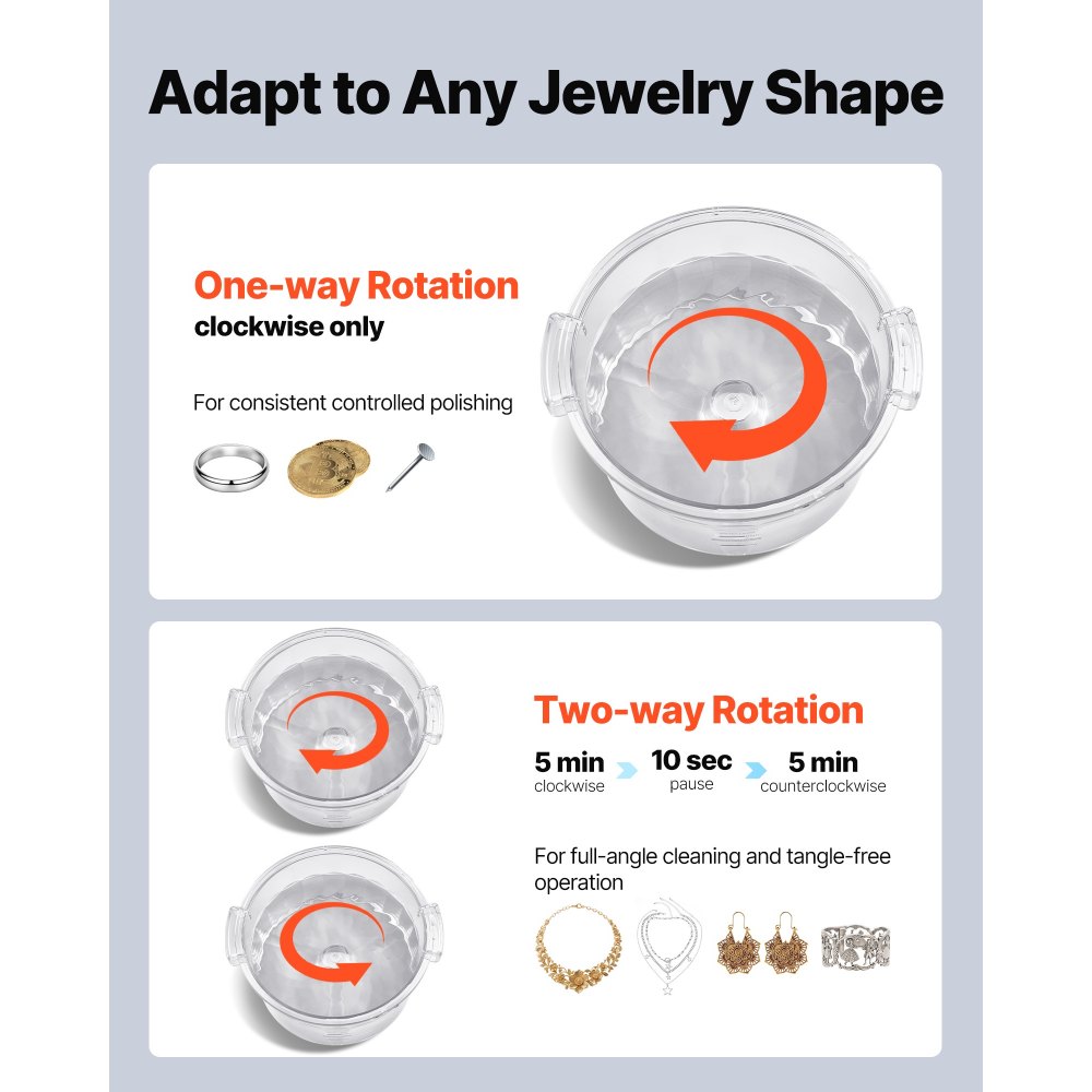 VEVOR KT-185 Magnetic Tumbler 180mm Jewelry Polisher Tumbler and Finisher for Polishing with Adjustable Direction and Time for Jewelry