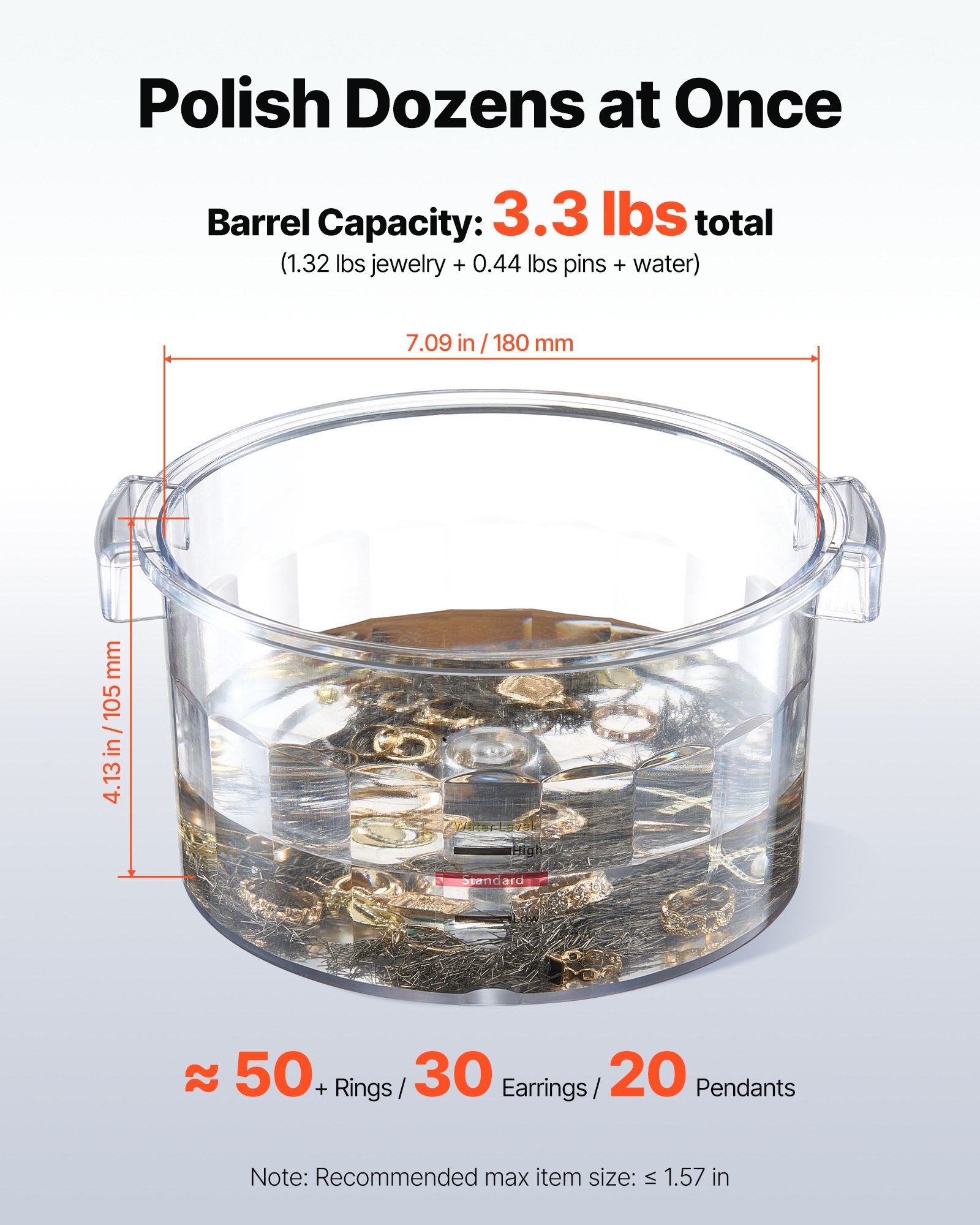 VEVOR KT-185 Magnetic Tumbler 180mm Jewelry Polisher Tumbler and Finisher for Polishing with Adjustable Direction and Time for Jewelry