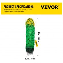 VEVOR Electric Fence Netting, 35.4" H x 164'L, PE Net Fencing with 14 Posts Double Spiked, Utility Portable Mesh for Goats, Sheep, Lambs, Deer, Hogs, Dogs, Used in Backyards, Farms and Ranches, Green