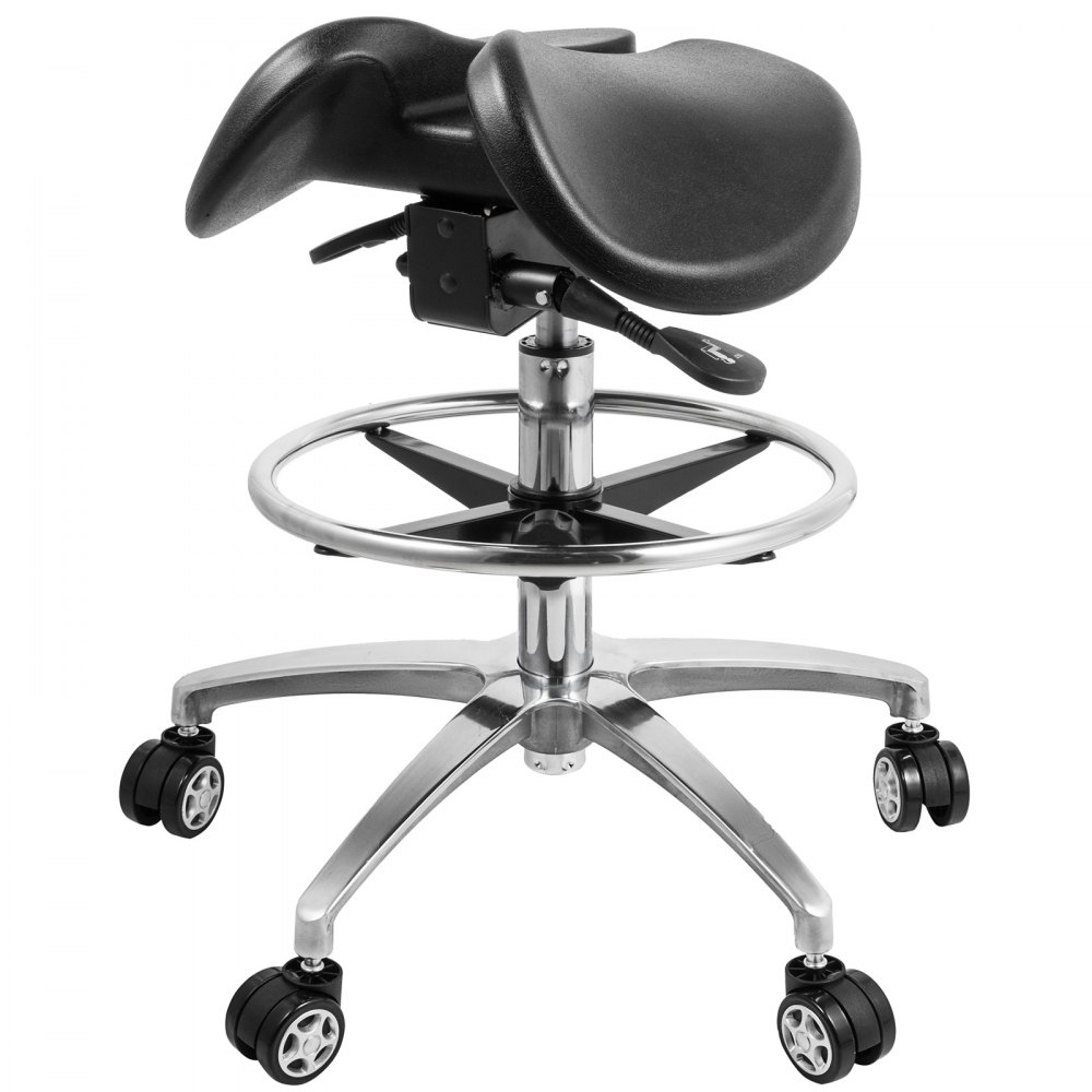 Twin Adjustable Saddle Chair Stool Leather Blood Circulation Gas Lift Massage