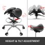 Twin Adjustable Saddle Chair Stool Leather Blood Circulation Gas Lift Massage