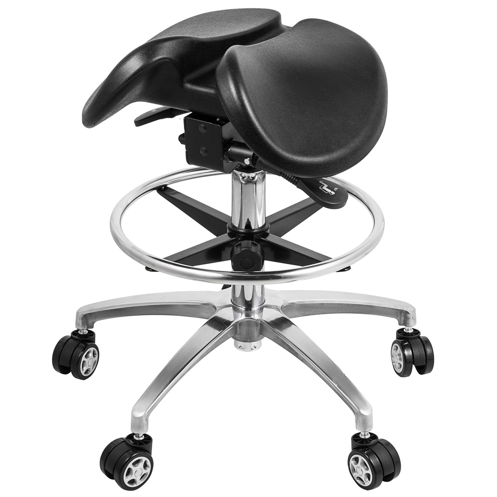 Twin Adjustable Saddle Chair Stool Leather Blood Circulation Gas Lift Massage