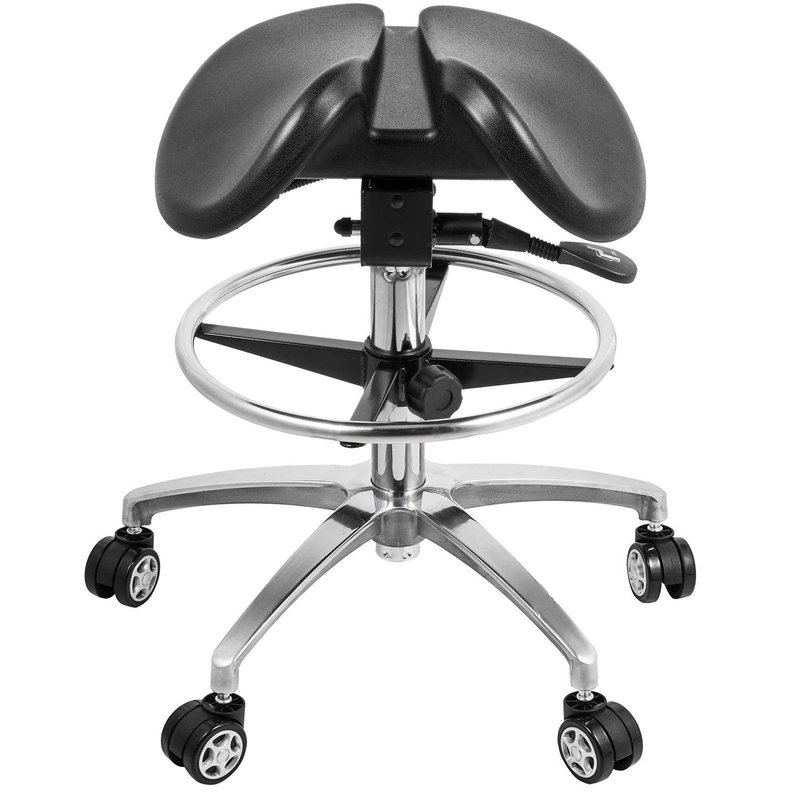 Twin Adjustable Saddle Chair Stool Leather Blood Circulation Gas Lift Massage