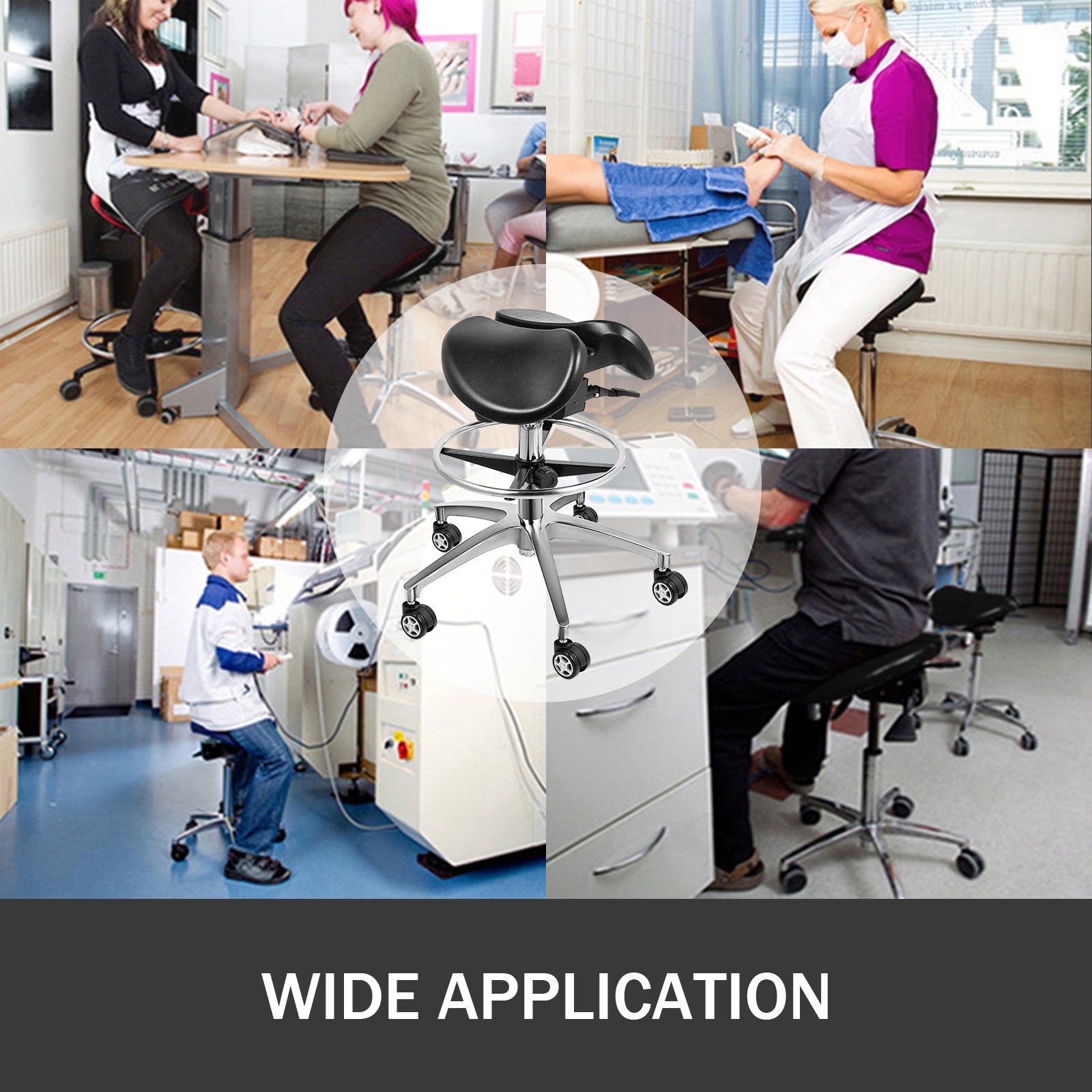 Twin Adjustable Saddle Chair Stool Leather Blood Circulation Gas Lift Massage