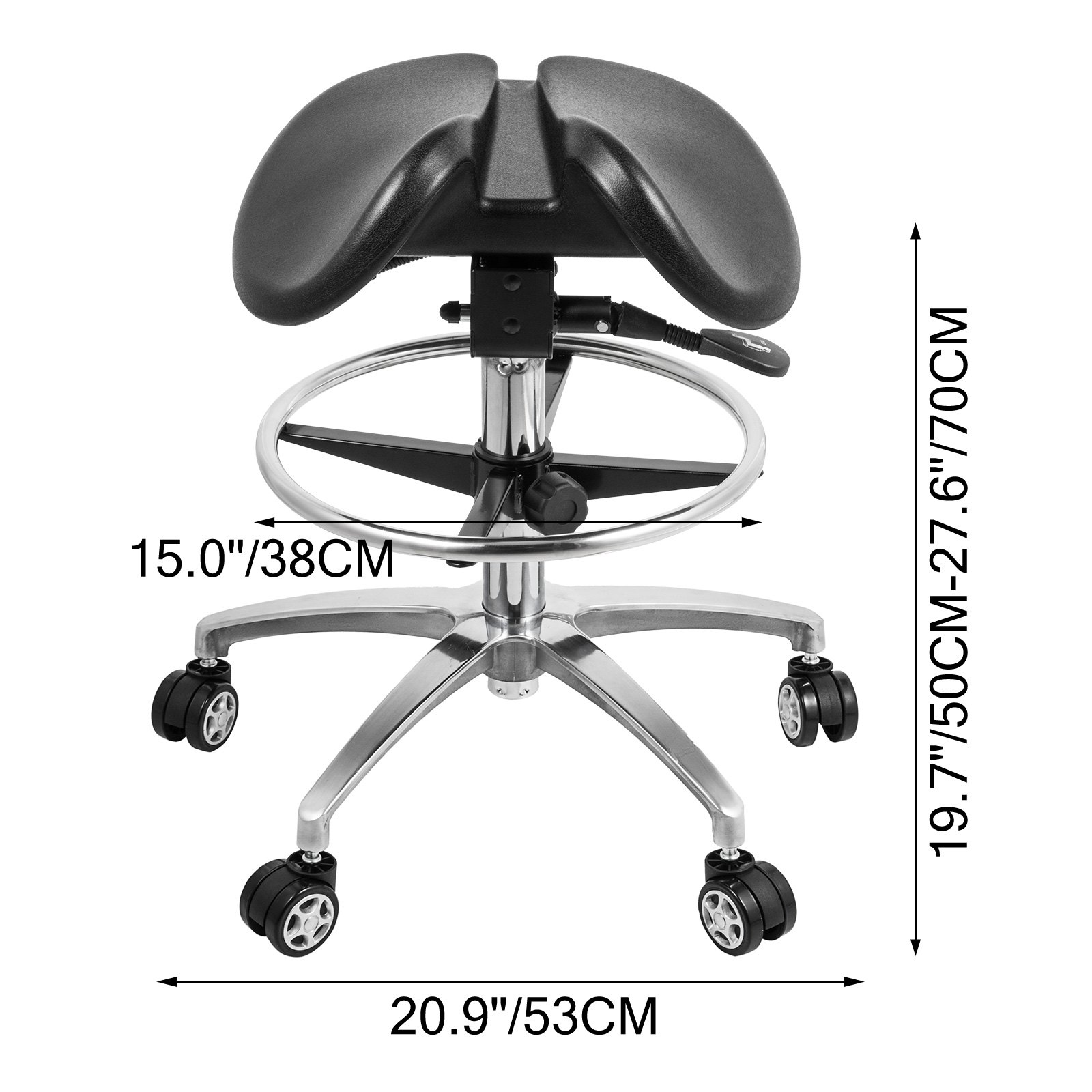 Twin Adjustable Saddle Chair Stool Leather Blood Circulation Gas Lift Massage