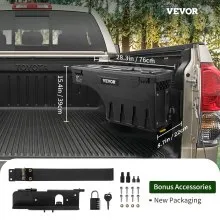 VEVOR Truck Bed Storage Box, Lockable Lid, Waterproof ABS Wheel Well Tool Box 6.6 Gal/20 L with Password Padlock, Compatible with Tundra 2007-2021, Passenger Side, Black