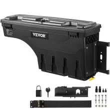VEVOR Truck Bed Storage Box, Lockable Lid, Waterproof ABS Wheel Well Tool Box 6.6 Gal/20 L with Password Padlock, Compatible with Tundra 2007-2021, Passenger Side, Black