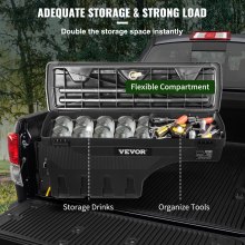 VEVOR teherautó ágy tároló doboz, zárható fedél, vízálló ABS kerékkút szerszámos doboz 6,6 gal/20 l jelszavas lakattal, kompatibilis a Tundra 2007-2021 típussal, vezetőoldal, fekete