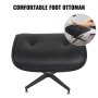 Classic Swivel Lounge Chair & Footrest Black PU Leather + Bentwood