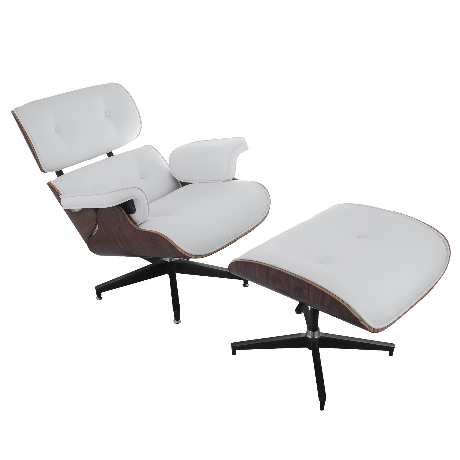 Mid Century Lounge Chair and Ottoman Style Armchair Heavy Duty Walnut