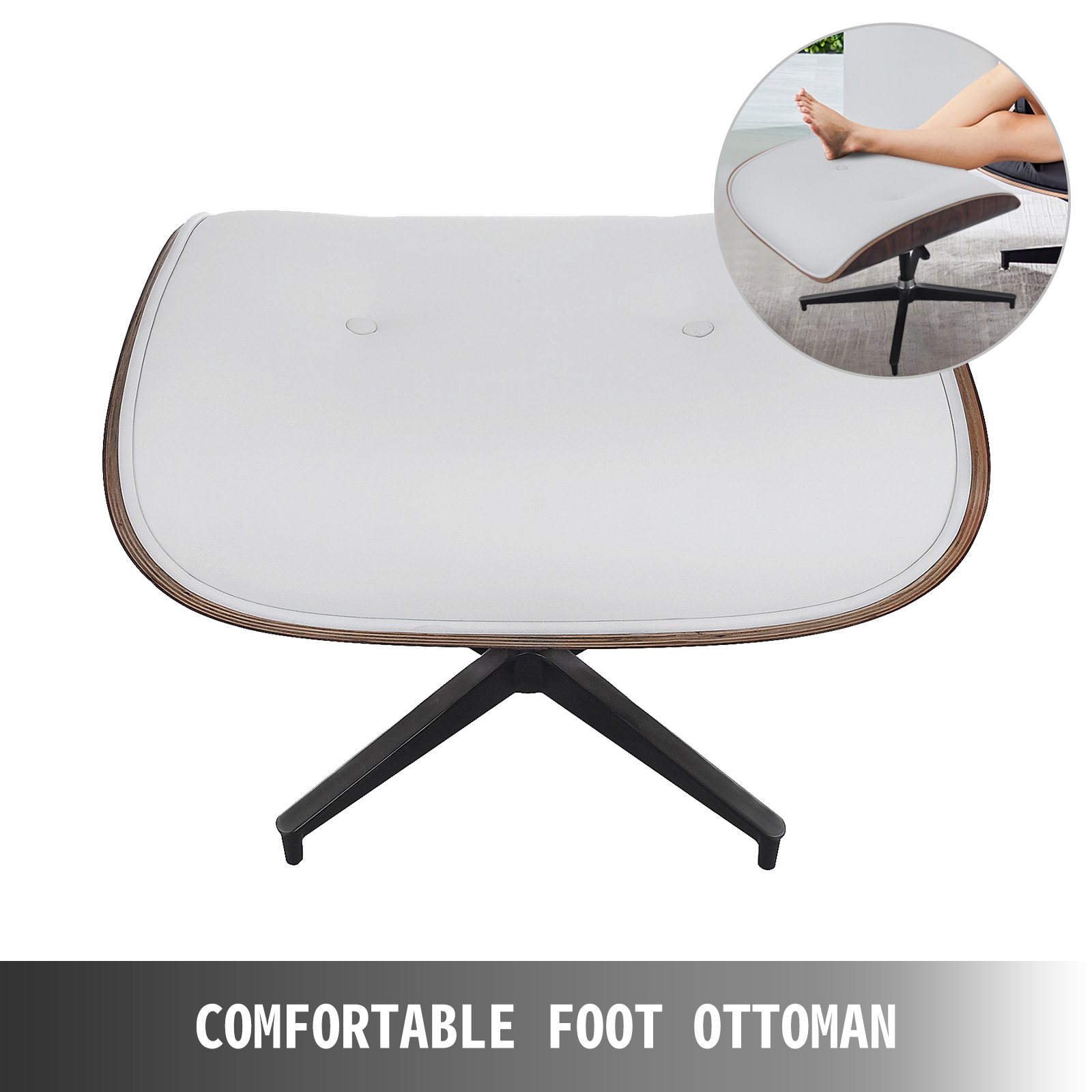 Mid Century Lounge Chair and Ottoman Style Armchair Heavy Duty Walnut