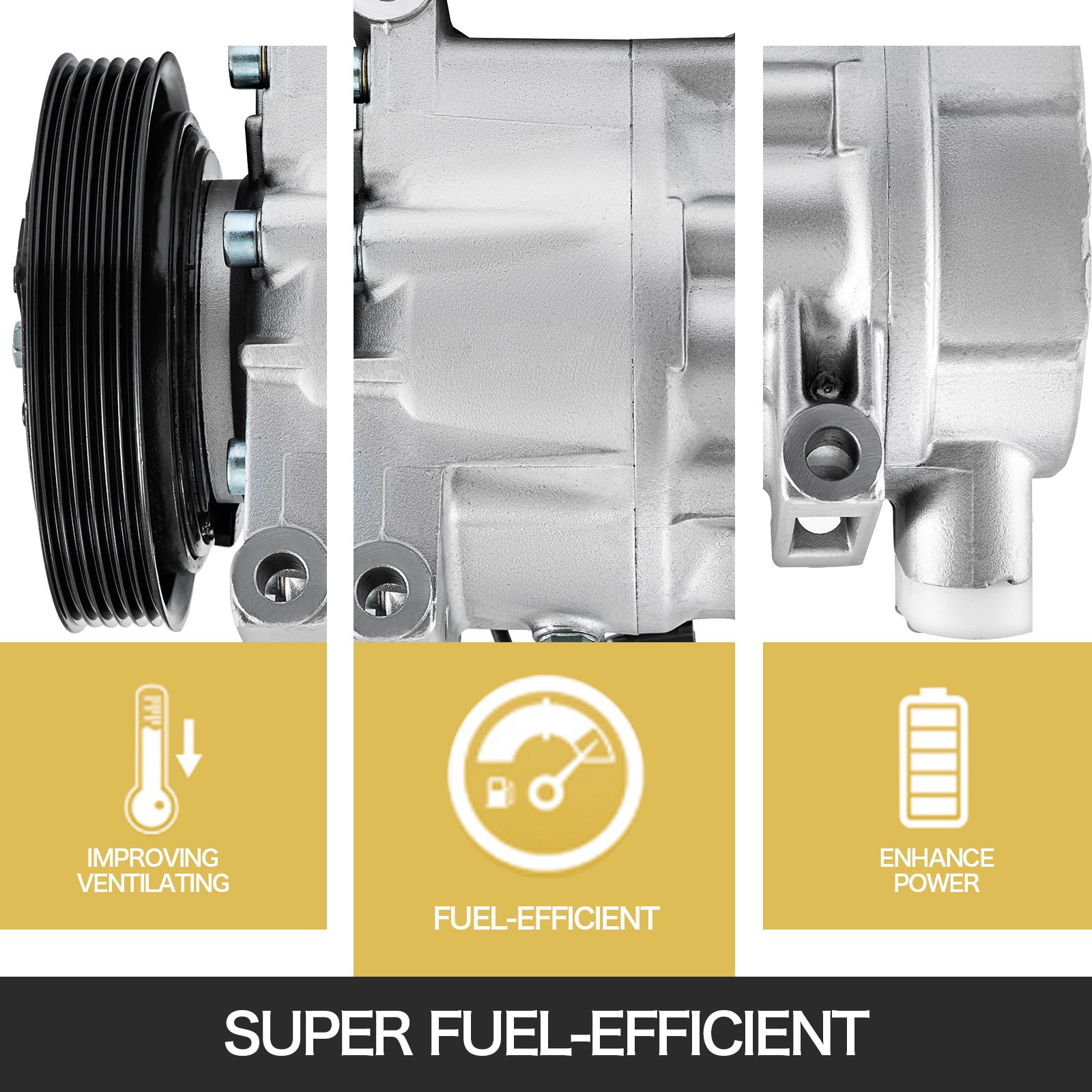 VEVOR A/C Compressor Kit Aluminum  AC Compressors w/ Clutch AC Conditioning Compressor Fits CO10552C for Nissan Maxi 3.0L, for Infiniti I30 3.0L CO 10552C 1997-2001