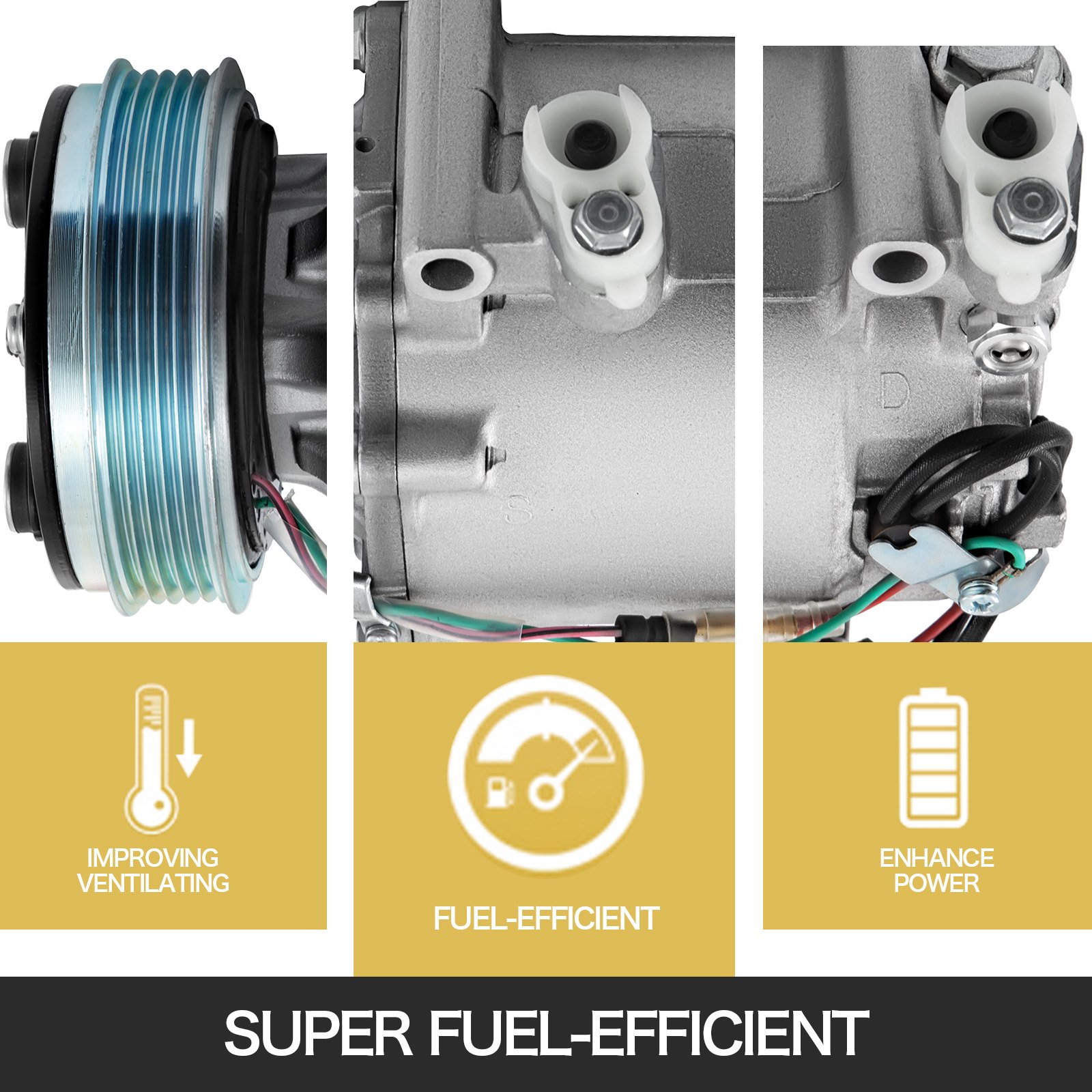 VEVOR Air Conditioner Compressor, A/C Compressor Clutch for Universal Auto Air Conditioner CO3407AC A/C Compressor