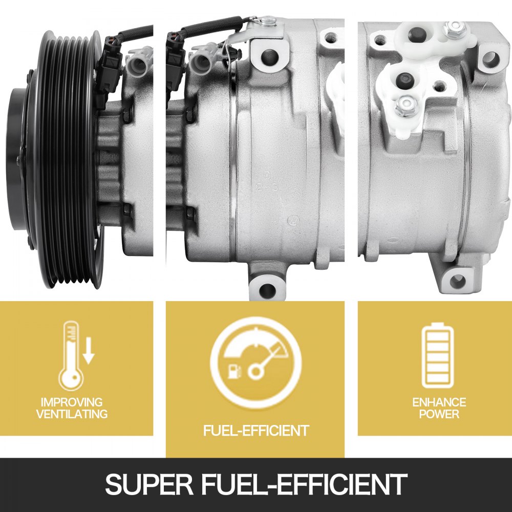 VEVOR A/C Compressor CO3407AC Air Compressor with Clutch for 2003, 2004, 2006-2008 Toyota Corolla 1.8L, Toyota Matrix 1.8L