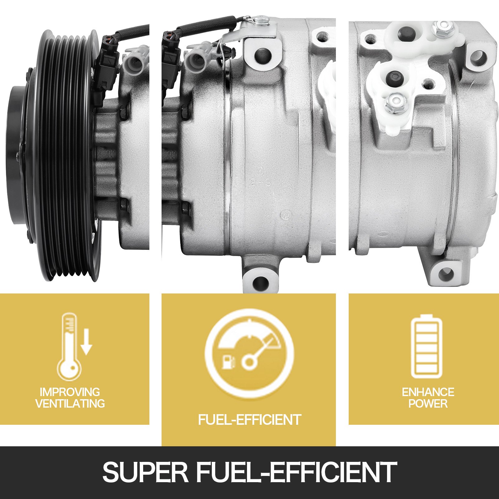 VEVOR A/C Compressor CO3407AC Air Compressor with Clutch for 2003, 2004, 2006-2008 Toyota Corolla 1.8L, Toyota Matrix 1.8L