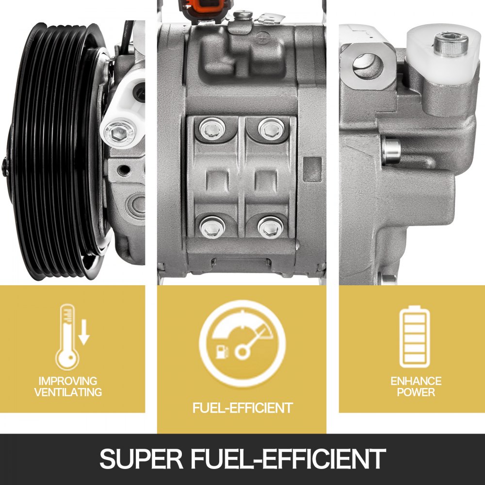 VEVOR A/C Compressor Kit Aluminum  AC Compressors w/ Clutch AC Conditioning Compressor Fits Nissan Sentra 1.8L 2000-2006 CO 10609JC
