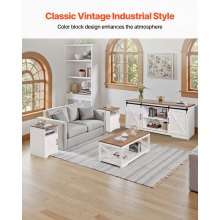 4 Piece Farmhouse Coffee Table Set with 66 in TV Stand & 2 End Tables