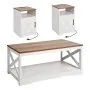 3 Piece Farmhouse Coffee Table Set 40 in with 2 End Table for Living Room