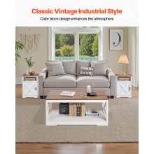 3 Piece Farmhouse Coffee Table Set 40 in with 2 End Table for Living Room
