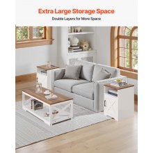 3 Piece Farmhouse Coffee Table Set 40 in with 2 End Table for Living Room