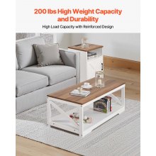 3 Piece Farmhouse Coffee Table Set 40 in with 2 End Table for Living Room