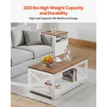 3 Piece Farmhouse Coffee Table Set 40 in with 2 End Table for Living Room