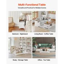 3 Piece Farmhouse Coffee Table Set 40 in with 2 End Table for Living Room