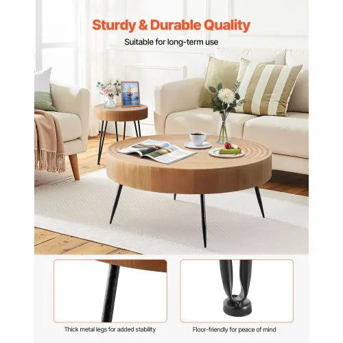 Lot de VEVOR 2 Tables Rondes,Table Basse 79,6×36,5 cm + Bout de Canapé 39,8× 46,5 cm,Style Industriel,Pieds Métal,pour Salon,Bureau,Appart | Leroy Merlin