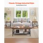 VEVOR 3 Pieces Living Room Table Sets, 105 cm Industrial Coffee Table with 2 Square End Side Tables, Easy Assembly Coffee and End Tables Sets with Metal Legs, for Office, Living Room and Apartment