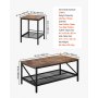VEVOR 3 Pieces Living Room Table Sets, 105 cm Industrial Coffee Table with 2 Square End Side Tables, Easy Assembly Coffee and End Tables Sets with Metal Legs, for Office, Living Room and Apartment