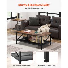 VEVOR 3 Pieces Living Room Table Sets, 41.3 in Industrial Coffee Table with 2 Square End Side Tables, Easy Assembly Coffee and End Tables Sets with Metal Legs, for Office, Living Room & Apartment