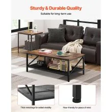 VEVOR 3 Pieces Living Room Table Sets, 41.3 in Industrial Coffee Table with 2 Square End Side Tables, Easy Assembly Coffee and End Tables Sets with Metal Legs, for Office, Living Room & Apartment