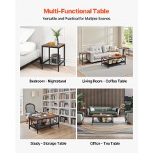 VEVOR 3 Pieces Living Room Table Sets, 41.3 in Industrial Coffee Table with 2 Square End Side Tables, Easy Assembly Coffee and End Tables Sets with Metal Legs, for Office, Living Room & Apartment