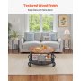 VEVOR 3 Pieces Round Coffee Table Sets, 31.5 in Industrial Living Room Table with 2 End Side Tables, Easy Assembly Coffee and End Tables Sets with Metal Legs, for Office, Living Room and Apartment