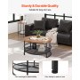 VEVOR 3 Pieces Round Coffee Table Sets, 31.5 in Industrial Living Room Table with 2 End Side Tables, Easy Assembly Coffee and End Tables Sets with Metal Legs, for Office, Living Room and Apartment