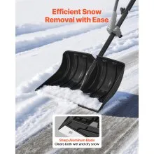 VEVOR Snow Shovel for Driveway, 45.5cm Wide Snow Shovel with Assist D-shaped Handles, Non Slip Grip, Large Capacity Snowplow Shovels, Lightweight Snows Removal Tool for Garden Car Camping Outdoors