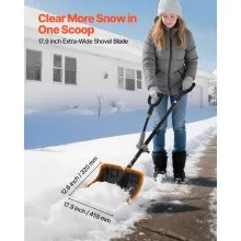 VEVOR Snow Shovel for Driveway, 45.5cm Wide Snow Shovel with Assist D-shaped Handles, Non Slip Grip, Large Capacity Snowplow Shovels, Lightweight Snows Removal Tool for Garden Car Camping Outdoors