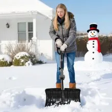 VEVOR Snow Shovel for Driveway, 45.5cm Wide Snow Shovel with Assist D-shaped Handles, Non Slip Grip, Large Capacity Snowplow Shovels, Lightweight Snows Removal Tool for Garden Car Camping Outdoors