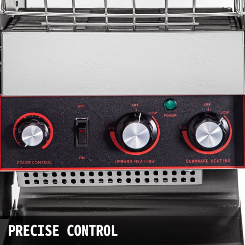 VEVOR 300 Slices/Hour Commercial Conveyor Toaster,2200W Stainless Steel Heavy Duty Industrial Toasters w/ Double Heating Tubes,Countertop Electric Restaurant Equipment for Bun Bagel Bread Baked Food